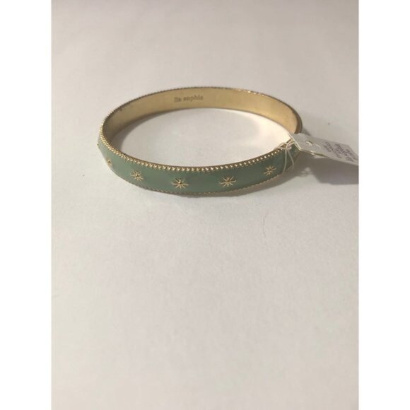 Lia Sophia Palisades Ice Capades Light Green Bangle Small Satin Matte Gold Tone - Picture 2 of 7